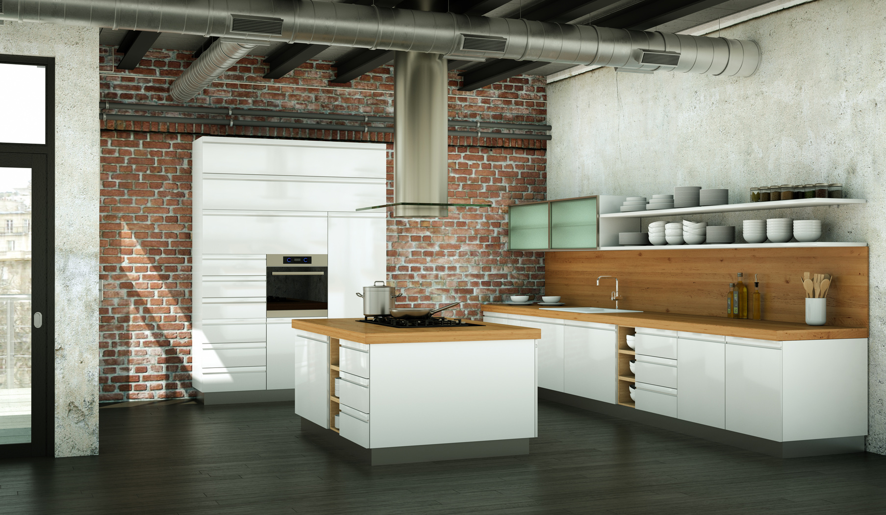moderne Küche im Loft