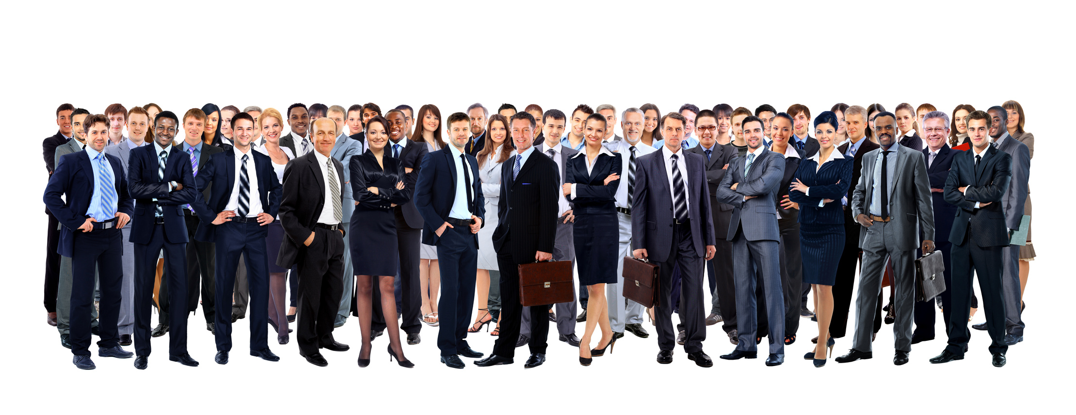 Large group of people full length isolated on white